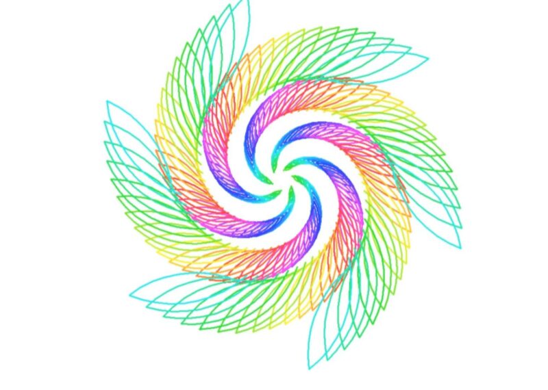 Use python to draw six spirally arranged bar flowers 0008